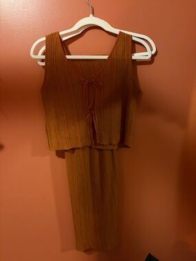 Paloma Wool Rust Orange Ribbed Tank & Skirt Set